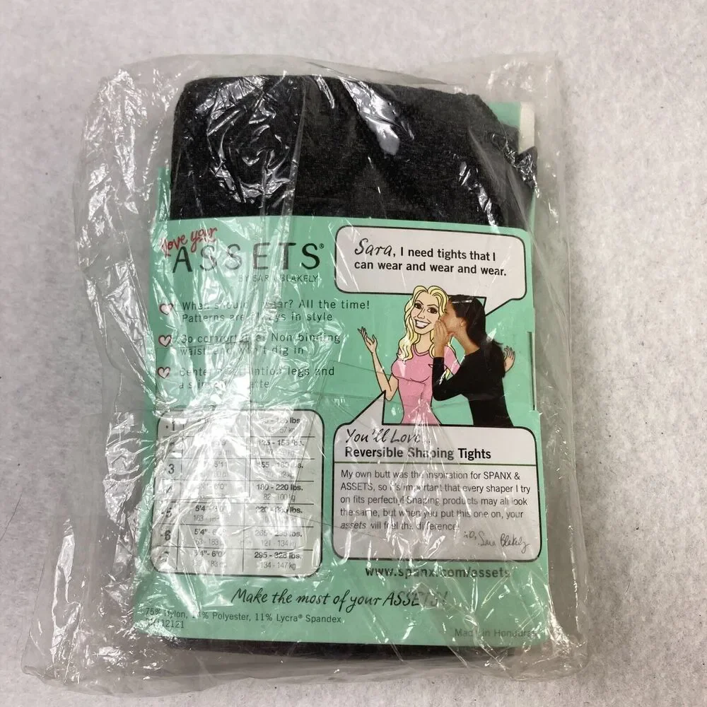 SPANX Assets Sara Blakely‎ Reversible Shaping Tights Women's 2 Flipside Diamond